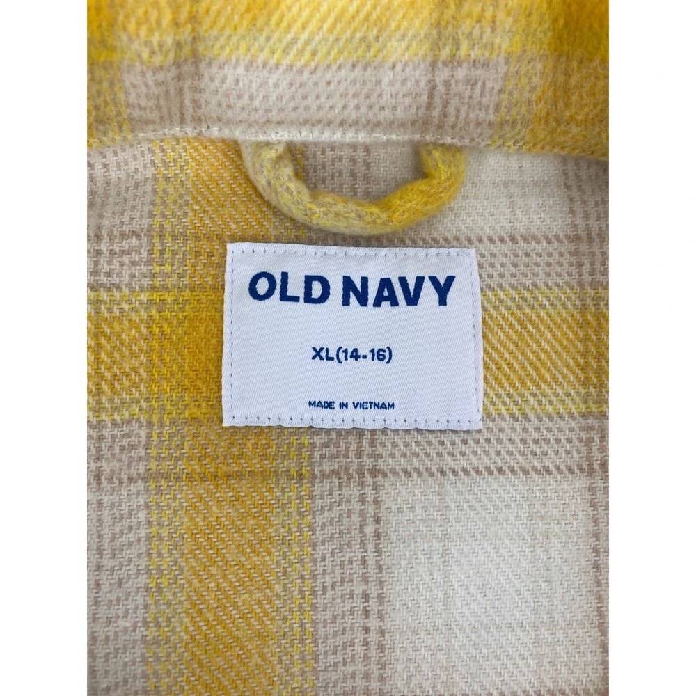 Old Navy Jacket XL Yellow Plaid Excellent Wool Blend Button Front Jacket